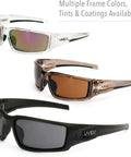 Rock Solid Safety Glasses Five Pack Brown Frame With Sct Reflect Fifty Lens And Antiscratch Coating For Construction Shop Gear Up With Kickin Glare Reduction And Hella Durable Protective Eyewear For Work And Outdoor Adventures in three variations: clear, brown, black frames.