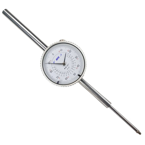 0 To 2 Inch Precision Travel Dial Indicator For Lathe Machining, Pro Grade, 0.001 Inch Graduation, 2.28 Inch Dial, Overall Accuracy Plus Or Minus 0.003 Inch, Jeweled Bearing, Aluminum Body, Three Eighth Inch Stem, Durable Metalworking Gauge