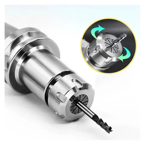 Top Pick Spring Collet Chuck Set For Engraving Milling CNC Lathe Tool Spindle Drill Fix Sure Grip High Quality Steel Precision Holds 0.008mm Accuracy Fits ER11 ER16 ER20 ER25 ER32 ER40 Sizes with drill bit in holder.