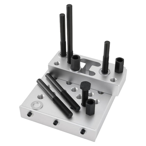 Universal Drill Press Support Plate Tool Set For 30 Ton Workshop Presses With Locator Plates showing bolts and metal plates