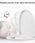 Round Slow Close Toilet Seat Crafted From Amethyst Druse Resin With Quick Release Hinges And Rubber Bumpers shown with quiet close feature.
