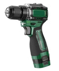 Heavy Duty Cordless Brushless Electric Drill With Metal Ratchet Chuck And 16V Wireless Power Tool angled view showcasing ergonomic grip and drill head.