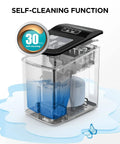 Scooper Free Nugget Ice Maker On Your Countertop Drops Soft Chewy Ice Straight Into Your Glass In Under Ten Minutes Plus Cleaning Tabs, showing self-cleaning function in action.
