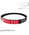 410-5M-25 HTD Timing Belt 410mm Long By 25mm Wide 82-Tooth With 3.8mm Thickness, Closed-Loop Pulley Belt For CNC Machines And 3D Printers, Heavy Duty Rubber With Reinforced Nylon Cords, Durable High-Tensile Belt Built To Last.
