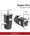 Two Hanpose 57HS76-YC-PD NEMA 23 stepper motors with brake, 76 mm length, 4-lead wiring