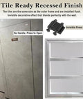 Heavy Duty Aluminum Access Panel With Smooth Finger Slide Drywall Cover For Plumbing And Electrical Service Doors Slick Invisible Attic Plate Solid Welded Frame 80 X 200 Cm installed flush in tiled wall with invisible press hinge.