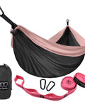 Portable Single Camping Hammock For Adults And Kids Ultralight Parachute Nylon Supports Up To 500 Pounds Quick Setup with accessories