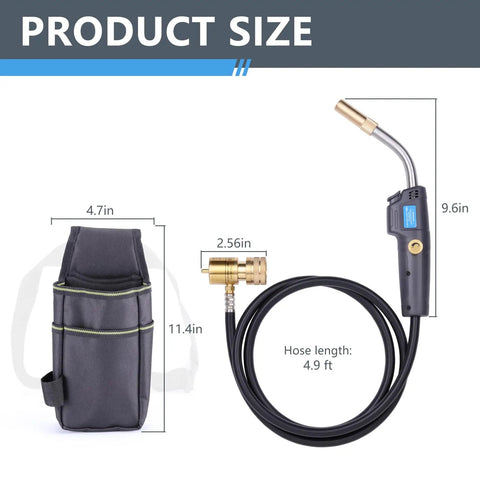Map Gas Torch Kit With Holster, Adjustable Knob Trigger Start, And 4.9 Ft Hose For Safe Use In Tight Spaces, ideal for HVAC projects