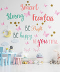 20 Sheets Inspirational Quotes And 3D Butterfly Wall Decals Set For Girls Bedrooms And Living Rooms Pink Pastel Decor on wall