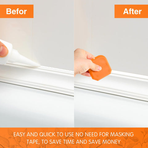 Two Piece Caulking Tool Set Silicone Sealant Tools For Kitchen And Bathroom Flooring Sealing Durable Flexible Plastic before and after use