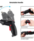 8 In 1 Electric Screwdriver And Cordless Drill With Adjustable Grip and Forward Reverse Toggle For No Sweat Tightening and Rapid Repair Sessions 3.6V Weekend Warrior Tool Set, showing rotatable handle.