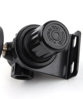 Close-up of air compressor pressure regulator with bracket and gauge 1/4 NPT female thread adjustable for clean air systems.