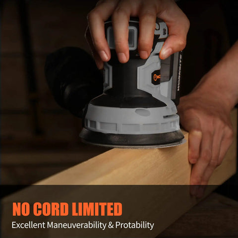 20V Max Cordless Random Orbital Sander 5 Inch Variable Speed Hand Sander sanding wood surface