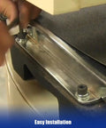 Person installing 100 Grit Drum Sander Feed Belt 10-1/4 Inch By 32-5/32 Inch Heavy Duty Conveyor Belt Replacement For 10-20 Plus And JWDS-1020