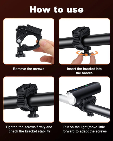 Beastly Bright USB Rechargeable Bike Headlight For Night Riding With Aluminum Body 8000 Lumens 13 Modes 5000mAh Type C Reverse Charging Waterproof Front Light 360 Degree Rotatable Bracket