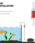Installed red plastic aquarium check valve for 1-way non-return flow in 3/16-inch airline tubing for aquarium aeration