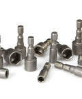 Quick Change Power Nut Driver Bit Set, 14-Piece Inch And Metric Hex Shank Bits, Forged Chrome Vanadium Steel on white background