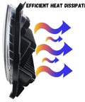 Efficiency of Road Glide LED Headlight Upgrade For Harley Davidson 2015 2023 demonstrated with heat dissipation arrows