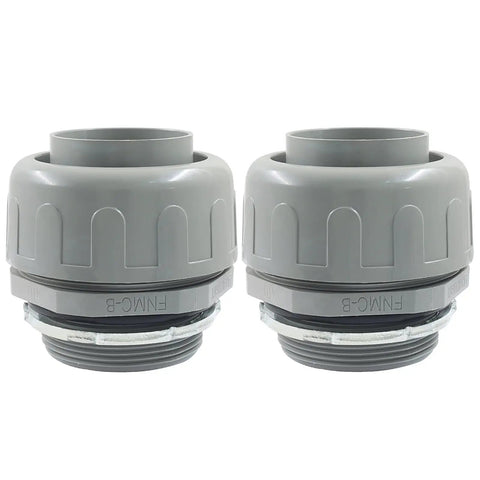 2 Pack 2 Inch NPT Liquid Tight Conduit Connector Heavy Duty Nonmetallic Straight PVC Electrical Fitting UL Listed With Gasket And Lock Nut