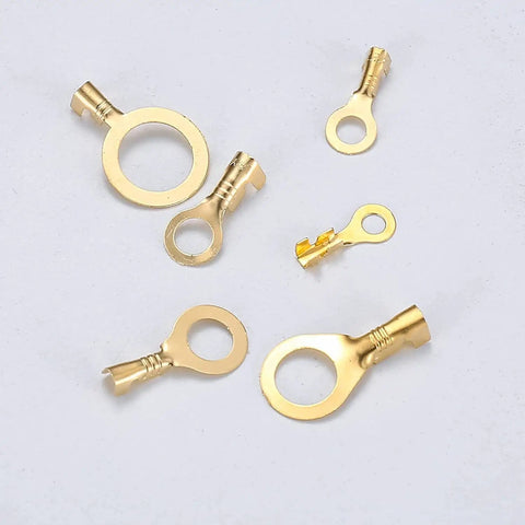 160 Piece Copper Ring Terminal Kit With M3 M4 M5 M6 M8 M10 Brass Wire Connectors Open Barrel Cable Lugs on display