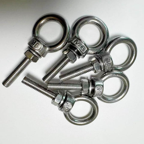 5 Piece 304 Stainless Steel Eye Bolts Set With Nuts And Flat Washers, M6 Shoulder Eyebolts for Tough As Nails Heavy Duty Lifting Rings