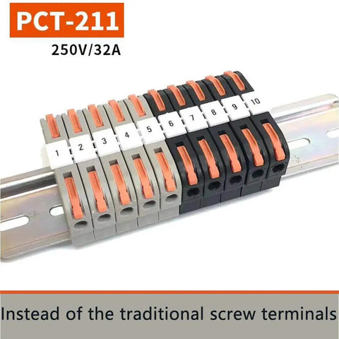 Plug In DIN Rail Terminal Blocks For Easy Screwless Wire Insertion Universal Compact Connector Set Designed For 35mm DIN Rails