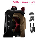 DXC2 Magnetic Extruder Upgrade For Creality K2 Series 3D Printers showing black and gold design with detachable parts for maintenance.