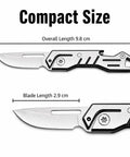 Lil Mini Stainless Steel Pocket Knife With Beer Bottle Opener For Everyday Carry shown in compact size with blade length details