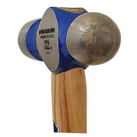 32 Ounce Ball Pein Hammer With Hickory Handle Polished Face Bevel And Pein Rust Resistant Black Painted Surfaces Compression Wedged Handle Heavy Duty Hammer For Metal Work And Woodworking Projects close-up