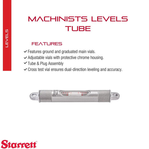 Pro Grade Machinist Level Tube And Plug Assembly For 98 6 Level With Ground And Graduated Vials PT99430 shown with features