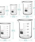 Five Size Borosilicate Griffin Low Form Beaker Set For Lab And Home Use 50 Ml 100 Ml 250 Ml 500 Ml 1000 Ml Heat Resistant Graduated Glass