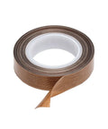 Three Quarter Inch By Ten Meter PTFE Teflon Tape High Temperature Fiberglass Adhesive Tape roll with silicone backing, brown color