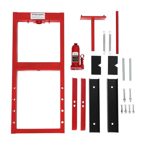 6 Ton Hydraulic Shop Press H Frame With 4 Position Adjustable Height, Movable Plates And Dust Cover, components laid out