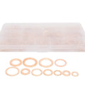 Top Grade Copper Washer Assortment Kit For Auto Repair Shops Featuring 300 Pieces Heat Resistant Flat Gaskets Perfect For Oil Pan Plugs Fuel Lines And Hydraulic Sealing With M5 Through M16 Sizes For Leaking Jobs, red copper washers in organizer