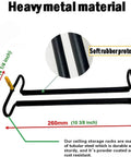 Heavy Duty Metal Fishing Reel Ceiling Rack Holds Three Reels, Overhead Storage Organizer with measurements and rubber protection