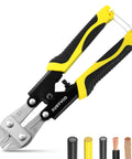 XUDYVCO 8-inch bolt cutters with yellow/black non-slip handles and spring-loaded design for cutting wire and cables