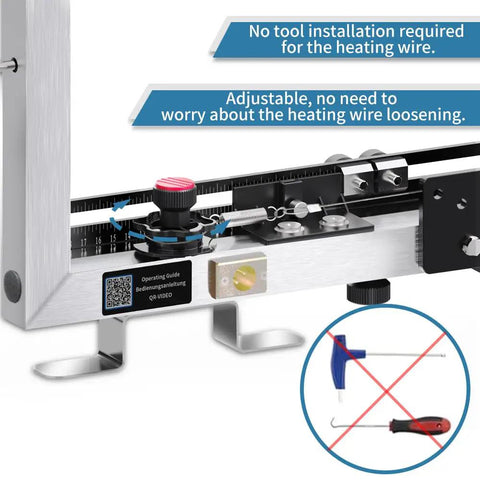 Pro Grade Hot Wire Foam Cutter Machine With 220W Air Cooled Power Heavy Duty Foam Cutting Tool showing adjustable features and tools