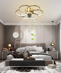 Dimmable Speed Adjustable Ceiling Fan With Light And Remote Control Acrylic Modern Smart Fan Light 60W installed in bedroom