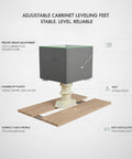 Durable PP Plastic Adjustable Cabinet Leveling Foot 4 Inch Furniture Leg with stable support for kitchen and bathroom vanities.