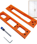 Portable Adjustable Door Hinge Jig Kit for Quick Millimeter Precision Hinge Positioning and Easy Setup with cabinet backdrop