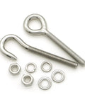 10Pcs M6 Stainless Steel Ring Eye Bolts Set With Welded Closed Eyes Rod Eye Screws Includes 20 Nuts And 40 Washers, two eye bolts and hardware
