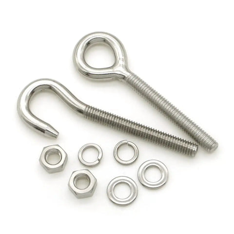 10Pcs M6 Stainless Steel Ring Eye Bolts Set With Welded Closed Eyes Rod Eye Screws Includes 20 Nuts And 40 Washers, two eye bolts and hardware