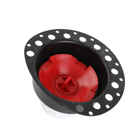 Freestanding Bathtub Drain Kit, Brass ABS Anti-Backflow for Home, showing the inner red valve and black flange design.