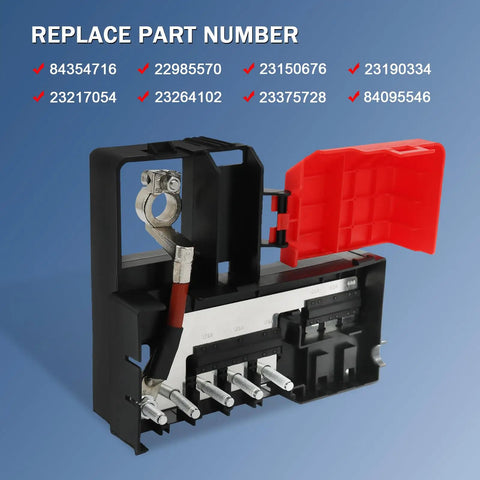 Heavy Duty Battery Distribution Fuse Block Direct Replacement For Chevy Silverado Tahoe Suburban Rigs, showing part numbers and connectors.