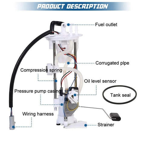 Fuel Pump Module Assembly For 2001 2002 2003 Ford Ranger 4.0L V6 And Mazda B2300 B3000 B4000 4.0L with components labeled