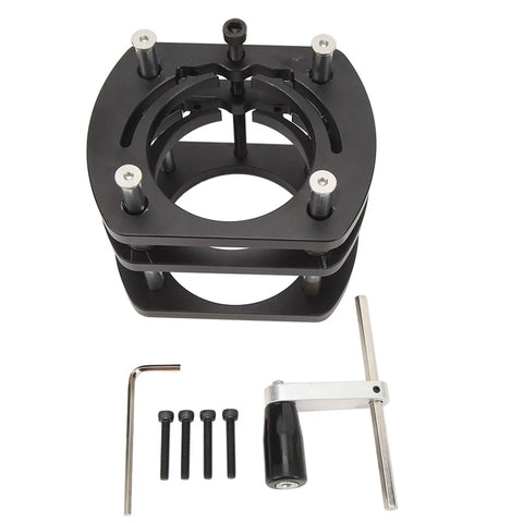 DIY Friendly Router Table Lift With 4 Jaw Clamping Aluminum Alloy Base, Smooth Lifting System For Precise Woodworking, Easy Install For Small Trimming And Fine Detail Routing In Your Shop, black aluminum alloy base with wrench and screws