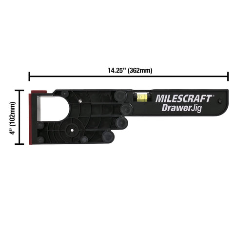 Drawer Installation Jig Reversible With Built In Level And Non Marring Rubber For Cabinet Protection showing dimensions