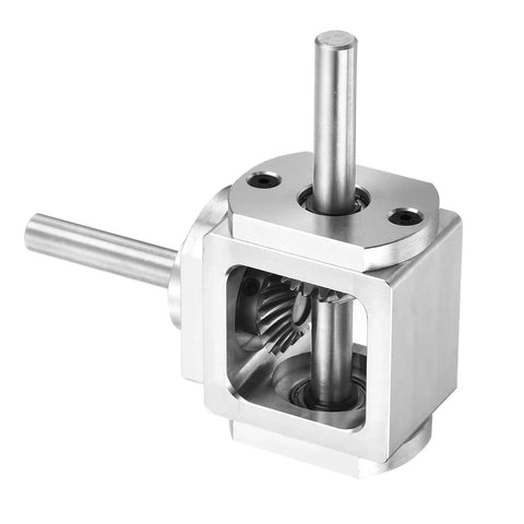 Beefy Right Angle 90 Degree Bevel Gearbox One To One Reducer With Aluminum Frame And Eight Millimeter Shaft One Output Gear 20 Tooth Bevel Gear 1 Module DIY Mechanical Kit Lightweight Durable 84 By 87 By 30 Millimeters