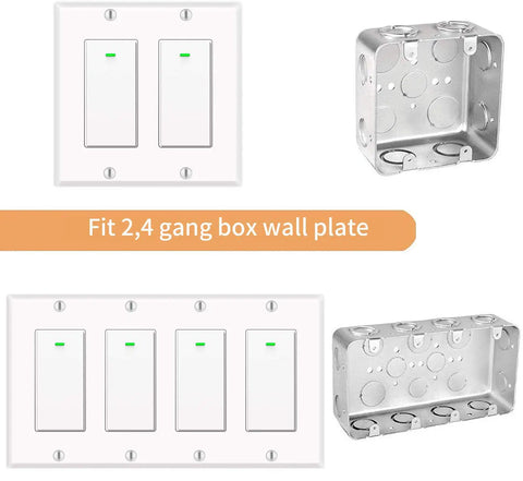 Smart WiFi Light Switches 2 Gang Pack With Remote Control Scheduling No Hub Needed Neutral Wire Required Works With Google Home And Voice Control 2 Pack fitted on wall plate