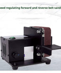 Compact Electric Belt Sander And Polishing Machine For Desktop Use High Efficiency Grinder For Wood Metal Crafting DIY Projects Small Sanding Tool Easy To Handle For Home Workshops with speed control features.
